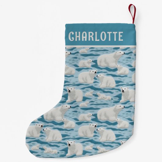 Personalisierter Name des Eisbären Kleiner Weihnachtsstrumpf (Rückseite)