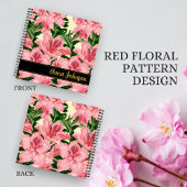 Personalisierter Name des eleganten roten Blumenmu Notizblock