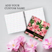 Personalisierter Name des eleganten roten Blumenmu Notizblock