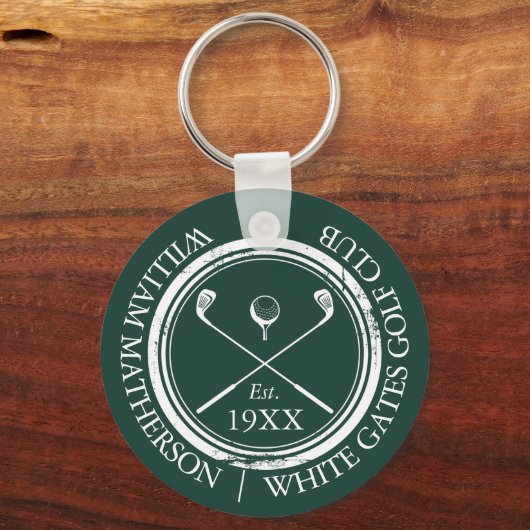 Personalisierter Name des Emerald Green Golf Clubs Schlüsselanhänger (Rückseite)