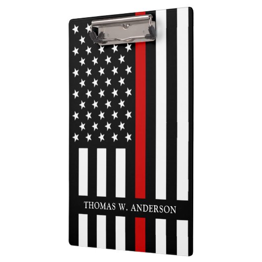 Personalisierter Name des Feuerwehrmanns dünne rot Klemmbrett (Links)