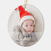 Personalisierter Name des Fotos für das erste Weih Keramik Ornament (Links)