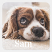 Personalisierter Name des Fotos Square Sticker (Vorderseite)