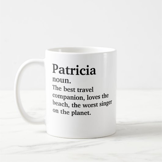 Personalisierter Name des Freundes mit sonniger De Kaffeetasse (Links)