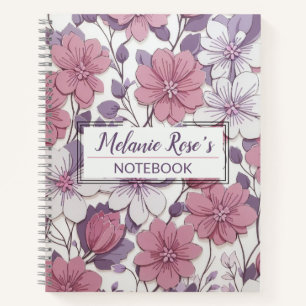Personalisierter Name des Girl Monogram Floral Pat Notizblock