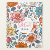 Personalisierter Name des Girl Monogram Floral Pat Planer (Vorderseite)