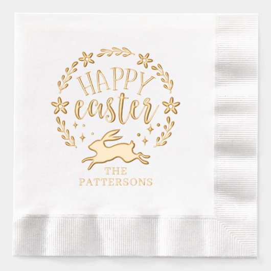 Personalisierter Name des glücklichen Osterblumenk Servietten Mit Folie (Vorderseite)