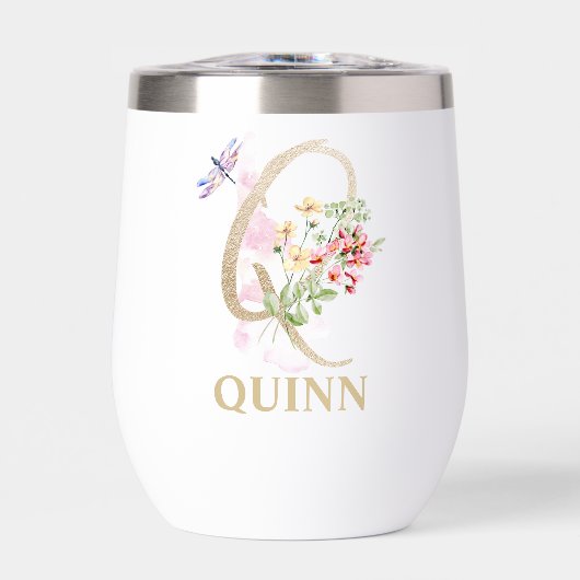 Personalisierter Name des Gold Script Letter Q Mon (Vorderseite)