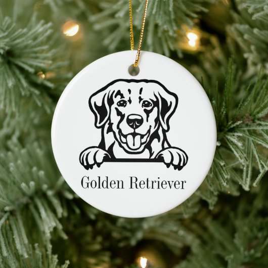 personalisierter Name des Golden Retriever Keramik Ornament (Baum)