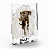 Personalisierter Name des Hauses Moderner Pfeil Fotoblock (Links)