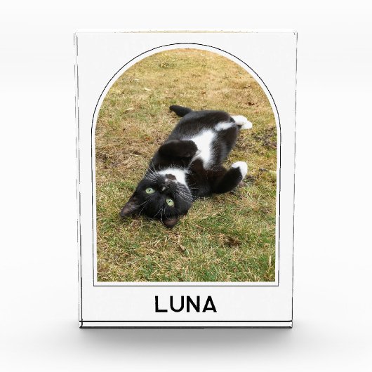 Personalisierter Name des Hauses Moderner Pfeil Fotoblock (Vorderseite)