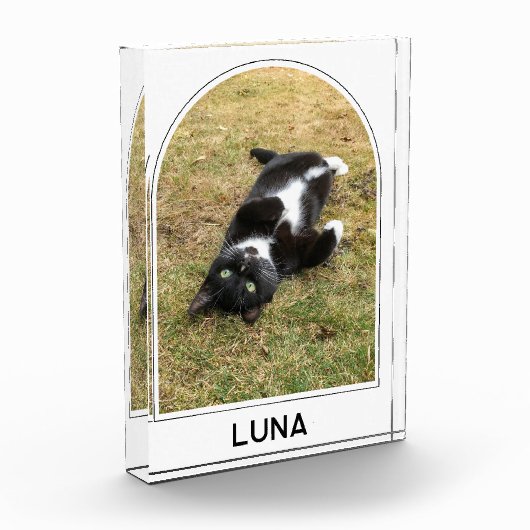 Personalisierter Name des Hauses Moderner Pfeil Fotoblock (Links)