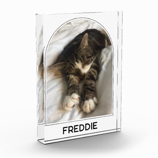 Personalisierter Name des Hauses Moderner Pfeil Fotoblock (Links)