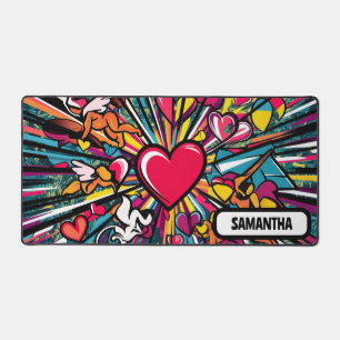 Personalisierter Name des hübschen rosa Herzens ni Schreibtischunterlage