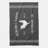 Personalisierter Name des Hühners, grau und weiß Geschirrtuch (Vertikal)