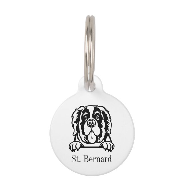 Personalisierter Name des Hundes St. Bernard Haustiermarke (Vorderseite)