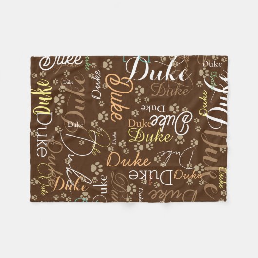 Personalisierter Name des Hundes und Paws überall Fleecedecke (Vorderseite (Horizontal))
