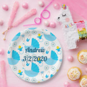 Personalisierter Name des Kindes und Geburtsdatum Pappteller (Party)