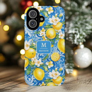 Personalisierter Name des Lemon Citrus Monogram iPhone 16 Hülle