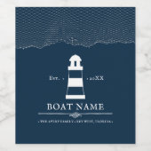 Personalisierter Name des Leuchtturms "Navy Blue" Weinetikett (Einzelnes Label)