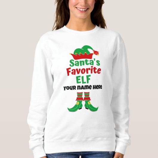 Personalisierter Name des Lieblingselfs des Weihna Sweatshirt (Vorderseite)