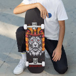 Personalisierter Name des Löwenkriegers Skateboard<br><div class="desc">Das Skateboard "Personalisierter Name" von Lion Warrior bietet Ihnen Ihren personalisierten Namen in der modernen Typografie mit einem Kriegerlöwen auf schwarzem Hintergrund. Personalisieren Sie diese, indem Sie den Text in dem dafür vorgesehenen Textfeld bearbeiten. Geben Sie Ihrem Lieblingskateboarder zu Weihnachten, Geburtstag oder Ihrer BESTE FREUNDIN ein maßgeschneidertes Geschenk, ein personalisiertes...</div>