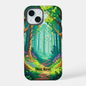 Personalisierter Name des Magischen Forest Pixel iPhone 15 Hülle (Rückseite)