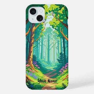 Personalisierter Name des Magischen Forest Pixel iPhone 15 Plus Hülle