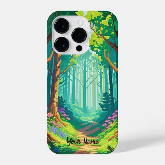 Personalisierter Name des Magischen Forest Pixel iPhone Hülle (Rückseite)