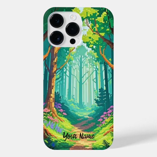 Personalisierter Name des Magischen Forest Pixel iPhone Hülle (Rückseite)