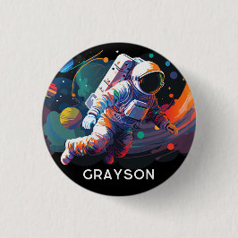 Personalisierter Name des modernen Astronauten Button