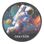 Personalisierter Name des modernen Astronauten Eishockey Puck (Vorderseite)