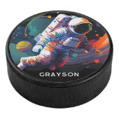 Personalisierter Name des modernen Astronauten Eishockey Puck (3/4)