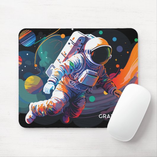 Personalisierter Name des modernen Astronauten Mousepad (Mit Mouse)