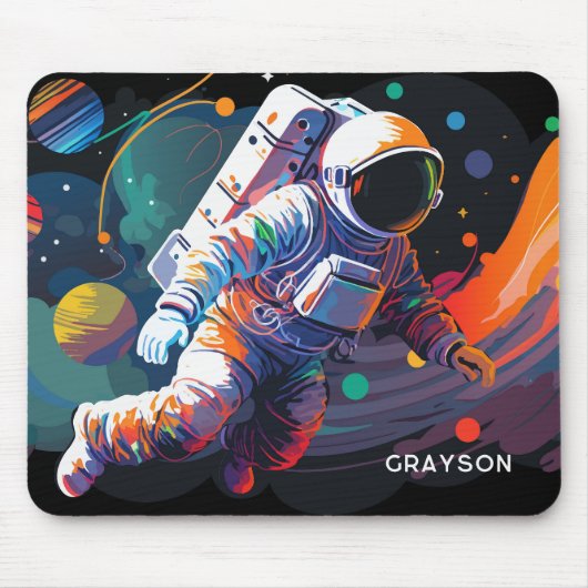 Personalisierter Name des modernen Astronauten Mousepad (Vorne)
