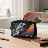 Personalisierter Name des modernen Astronauten Waschbeutel