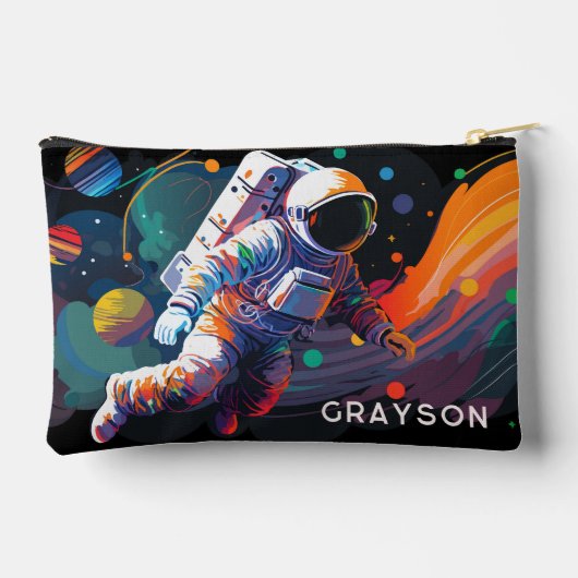 Personalisierter Name des modernen Astronauten Zubehörtasche (Rückseite)
