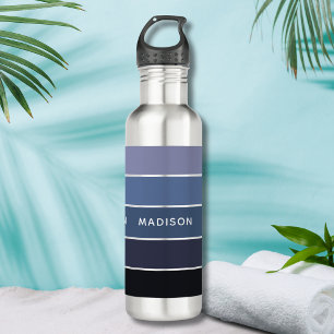 Personalisierter Name des modernen blauen Farbbloc Edelstahlflasche