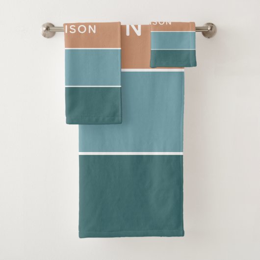 Personalisierter Name des modernen Colorblock Eart Badhandtuch Set (Insitu)