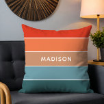 Personalisierter Name des modernen Colorblock Eart Kissen<br><div class="desc">Dieses farbenfrohe und moderne Design weist ein Farbblockmuster in Blau,  Braun und Orange auf,  mit Ihrem personalisierten Namen #cushions #throwpillows #homedecor #gifts</div>