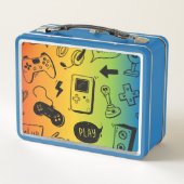 Personalisierter Name des modernen Gamermusters Metall Brotdose (Rückseite)