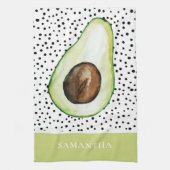 Personalisierter Name des modernen grünen Avocado Geschirrtuch (Vertikal)