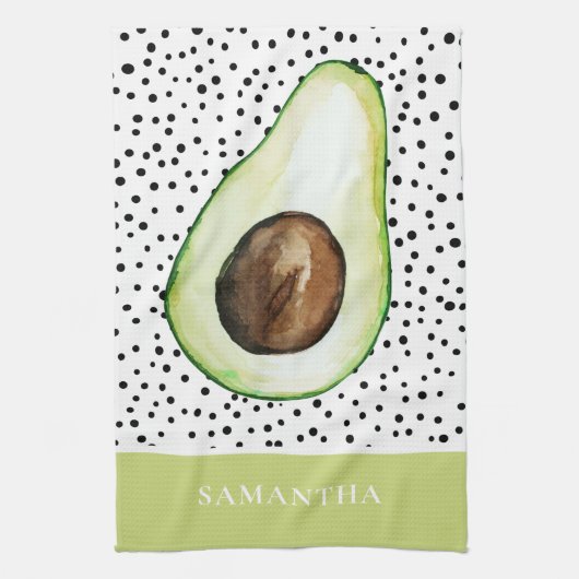 Personalisierter Name des modernen grünen Avocado Geschirrtuch (Vertikal)