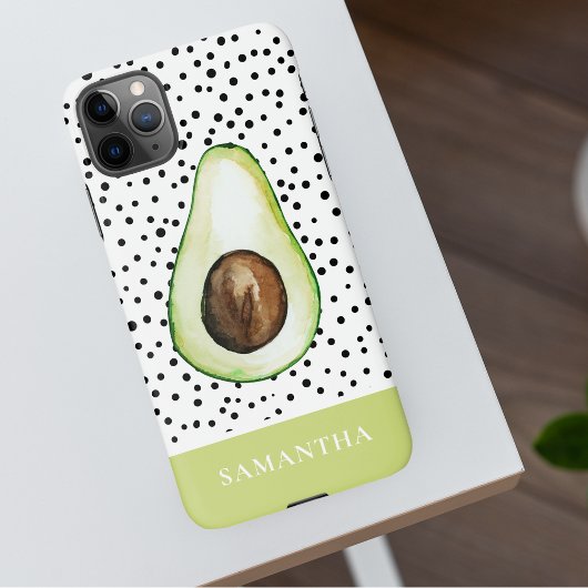 Personalisierter Name des modernen grünen Avocado iPhone Hülle