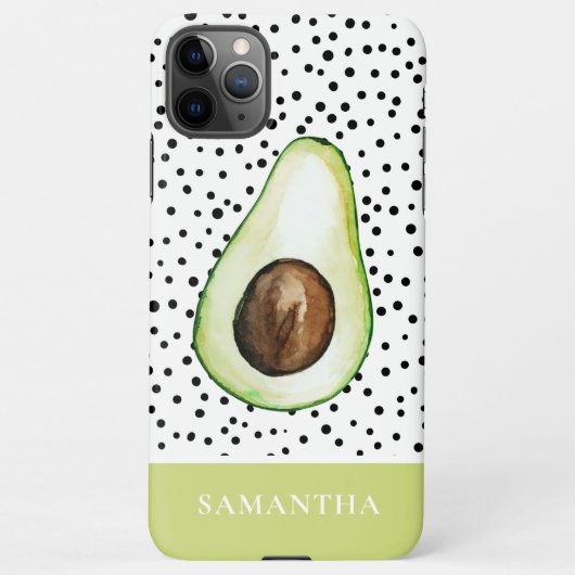 Personalisierter Name des modernen grünen Avocado iPhone Hülle (Rückseite)