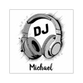 Personalisierter Name des modernen Music DJ Headph Gummistempel (Prägung)