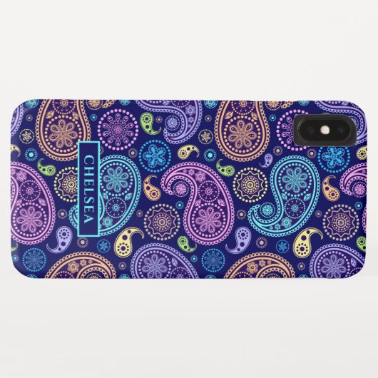 Personalisierter Name des modernen Paisley-Musters Case-Mate iPhone Hülle (Rückseite (Horizontal))