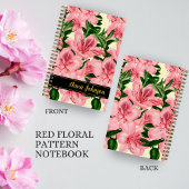 Personalisierter Name des modernen roten Blumenmus Notizblock