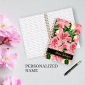 Personalisierter Name des modernen roten Blumenmus Notizblock