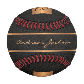 Personalisierter Name des modernen schwarzen Golde Baseball (Rückseite)